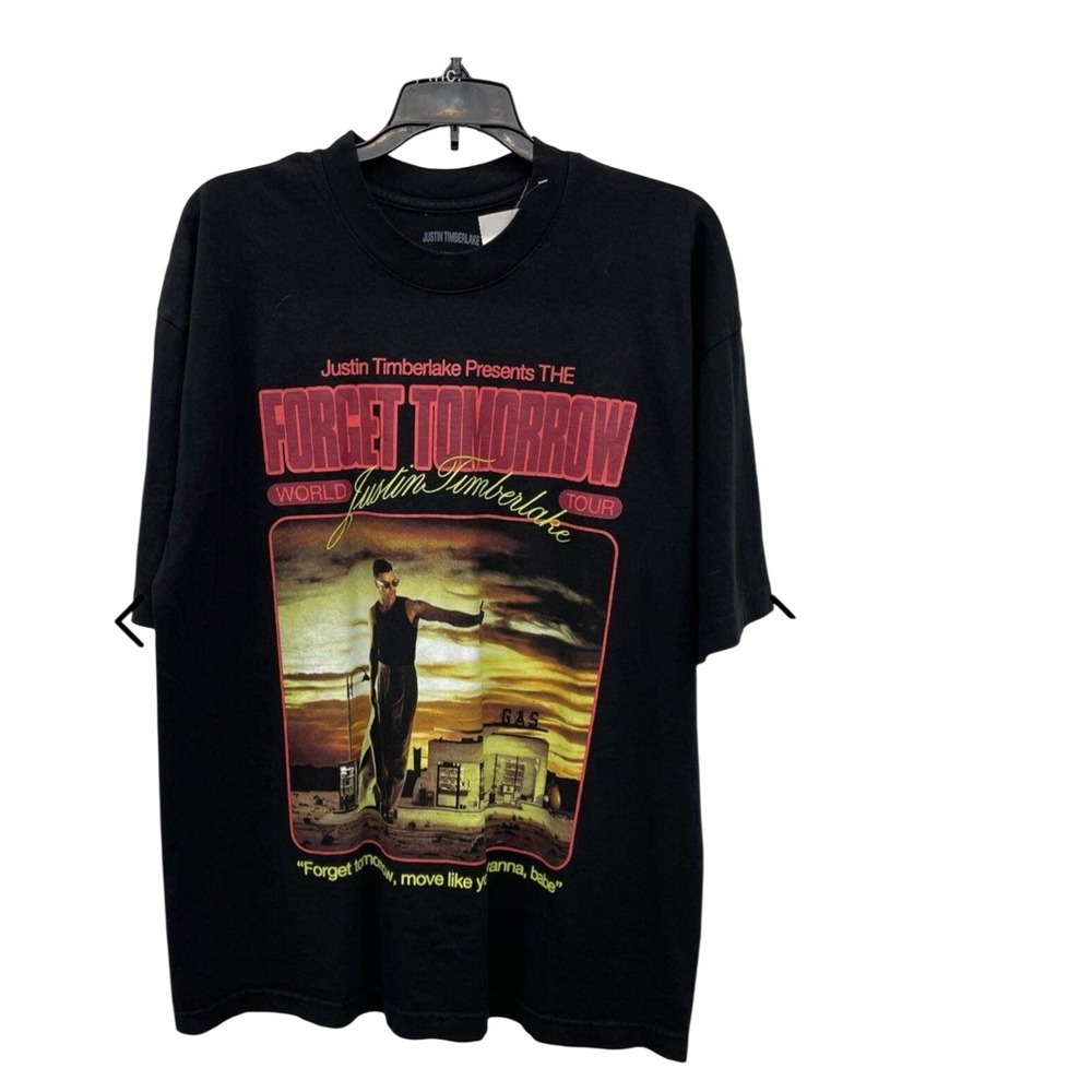 Justin Timberlake Forget Tomorrow World Tour 2024 Black Cotton T-Shirt Large